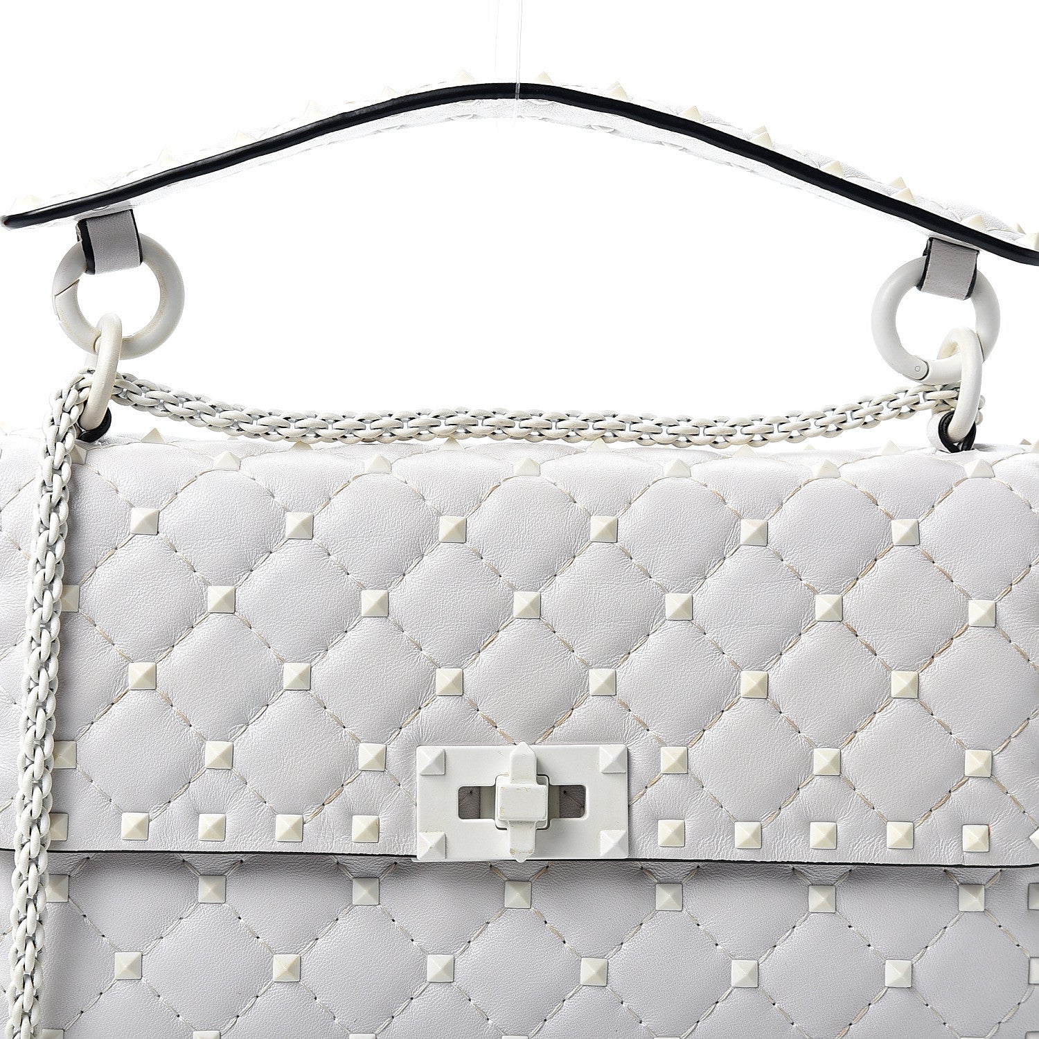 Valentino Garavani Lambskin Medium Free Rockstud Spike Shoulder Bag Optic White 6 of 13