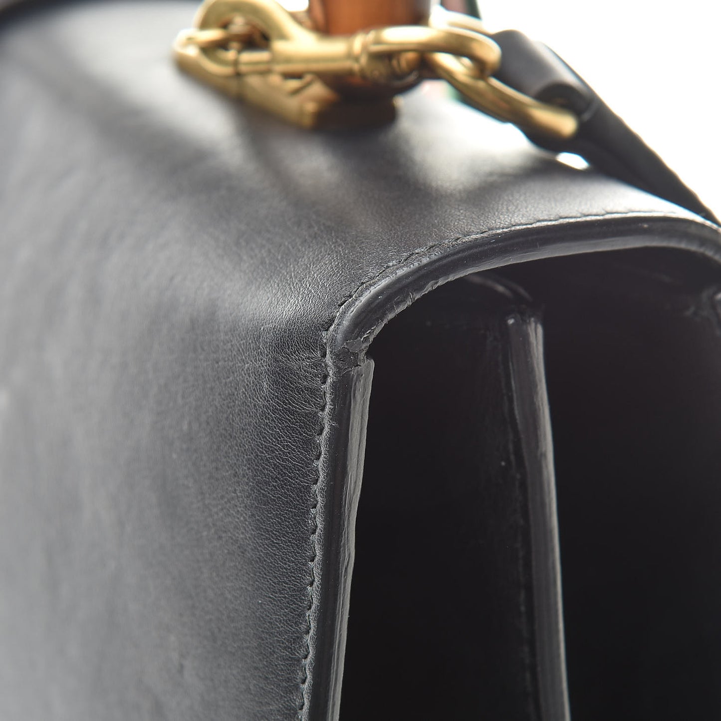 Calfskin Bamboo Web Large Dionysus Top Handle Bag Black Bright Evergreen Hibiscus Red