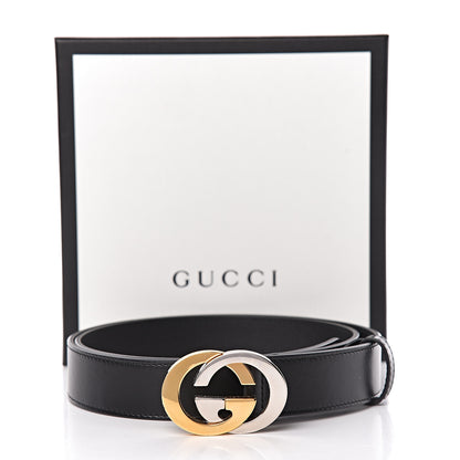 Gucci Plutone Calfskin Interlocking G 30mm Belt 95 38 Black 7 of 7