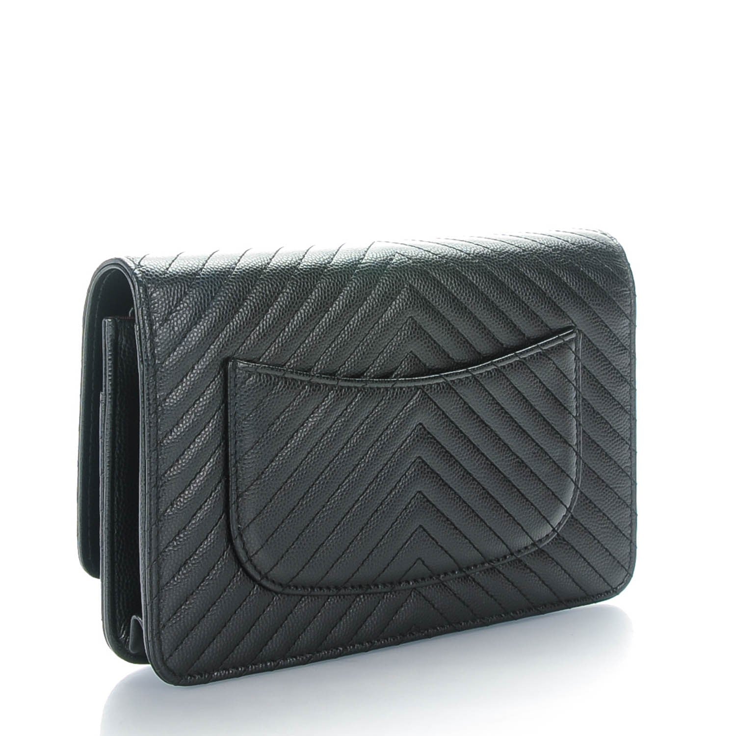 Chanel Caviar Chevron Wallet On Chain WOC Black 3 of 8