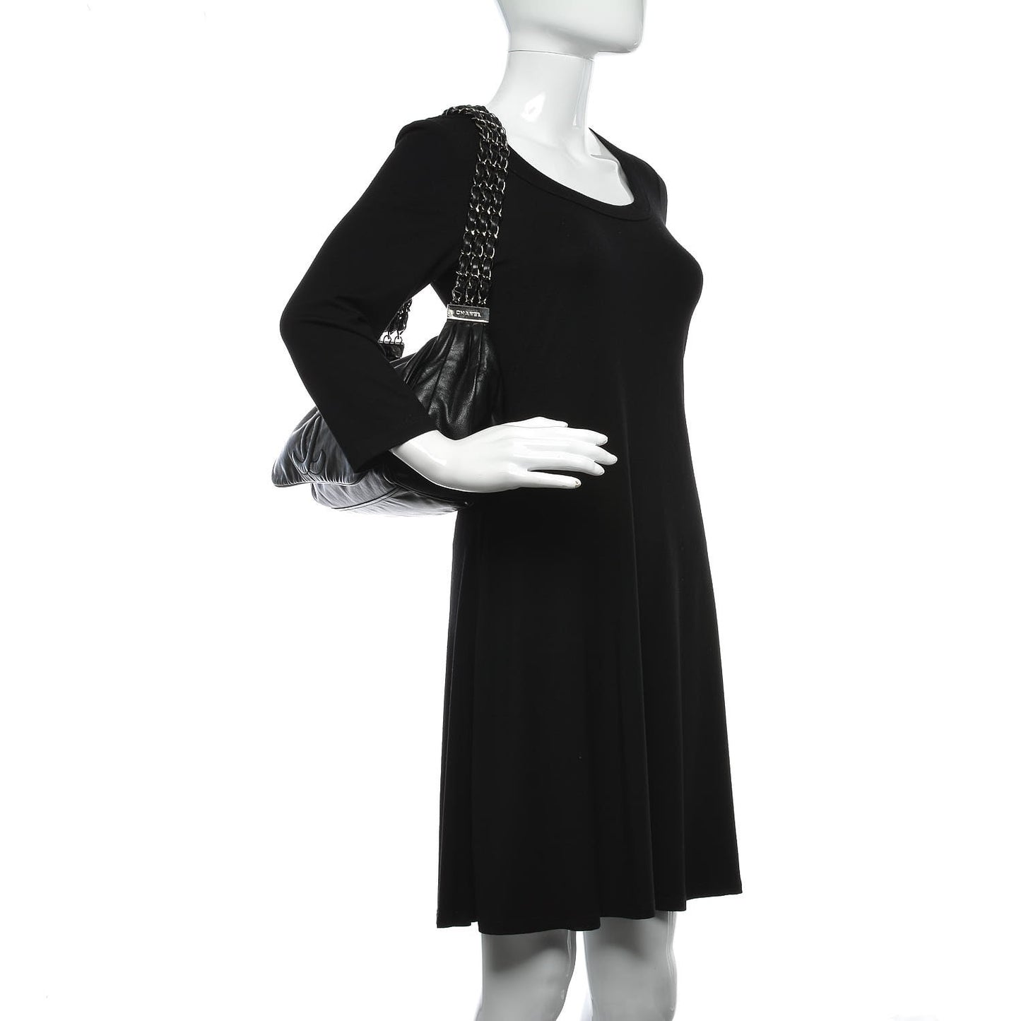 Calfskin Large Rock and Chain Flap Black