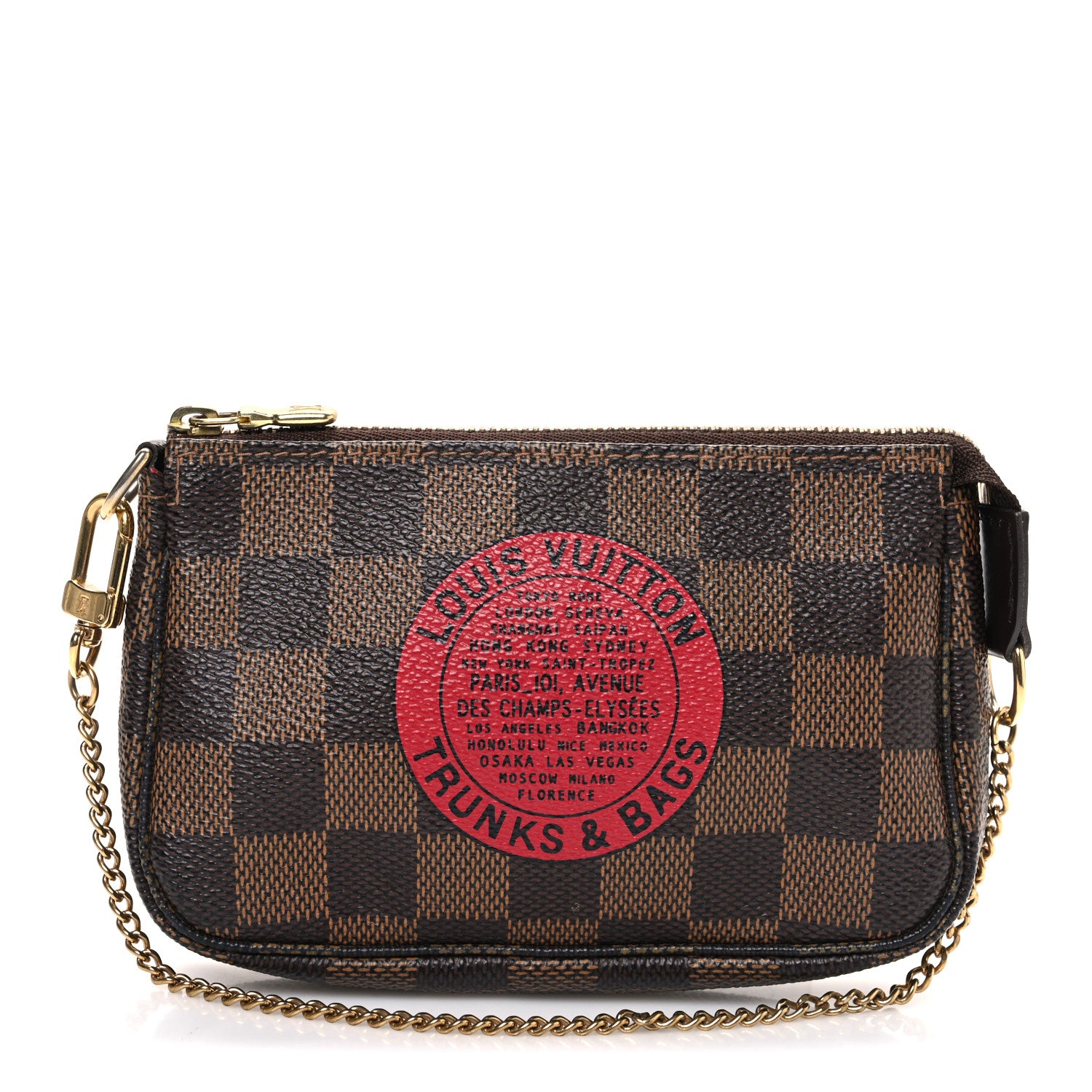 Louis Vuitton Damier Ebene Complice Trunks and Bags Mini Pochette Accessories Red 1 of 7