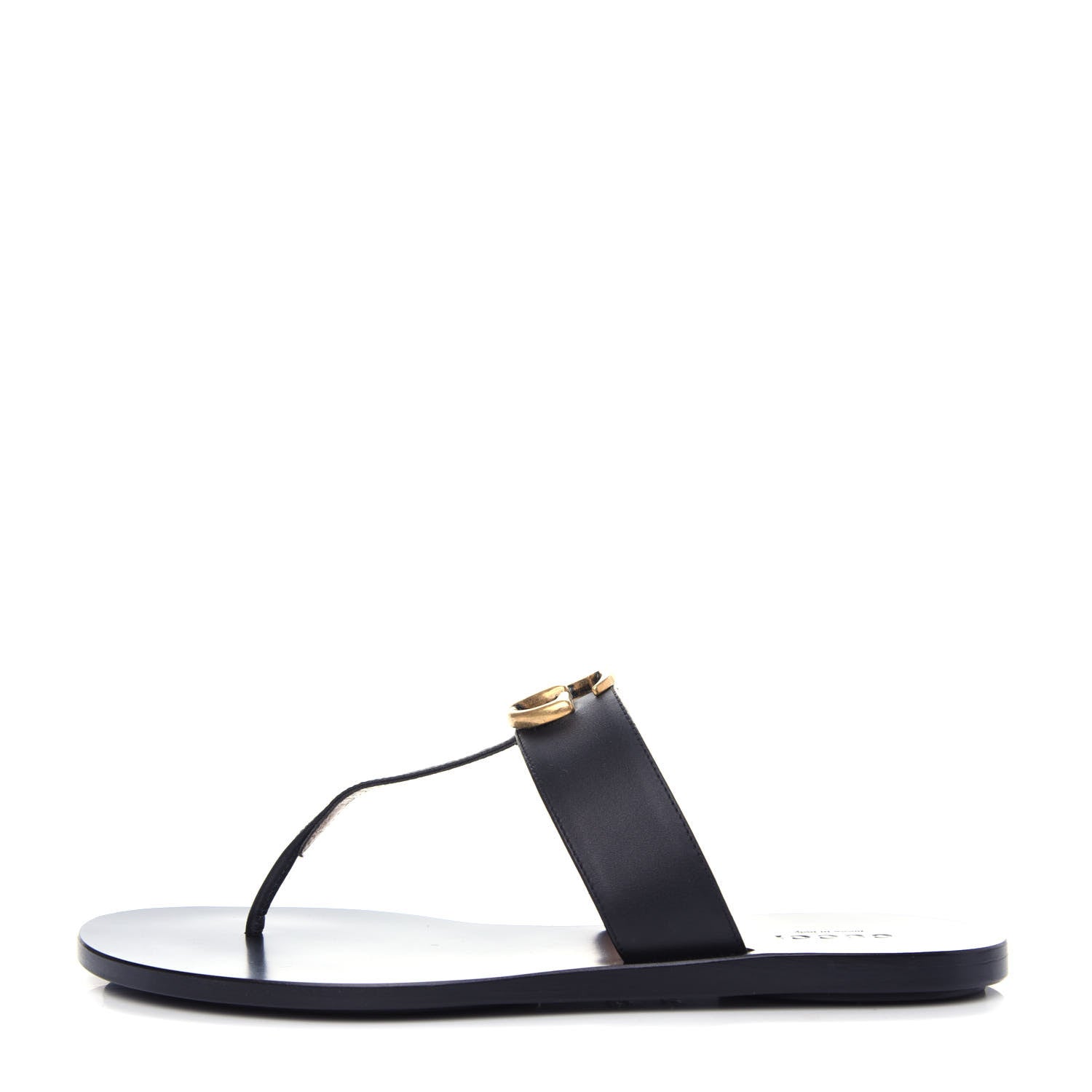 Gucci Calfskin GG Marmont Thong Sandals 36.5 Black 1 of 10