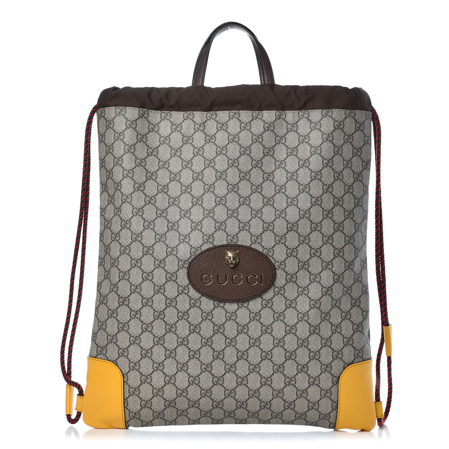 Gucci GG Supreme Monogram Neo Vintage Drawstring Backpack Beige New Acero Crop 1 of 10