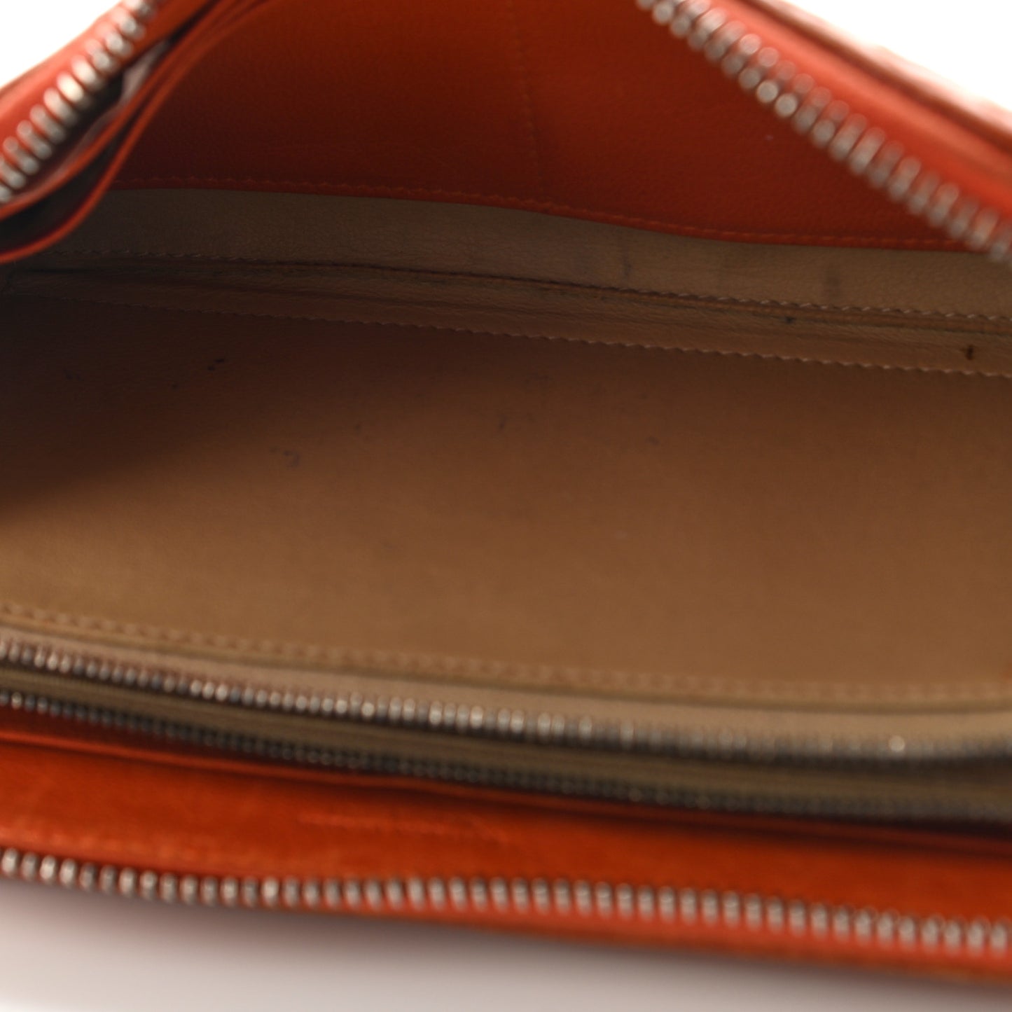 Nappa Intrecciato Zip Around Wallet Orange
