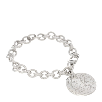 Tiffany Sterling Silver Notes Round Tag Charm Bracelet 1 of 3