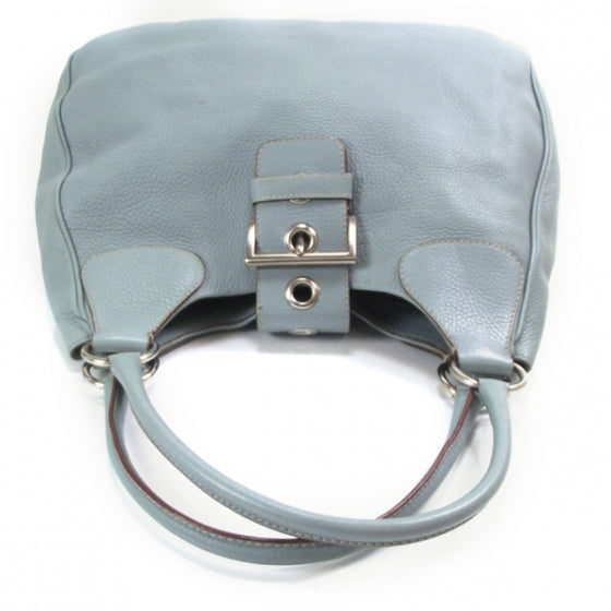 Vitello Daino Large Shoulder Bag Blue