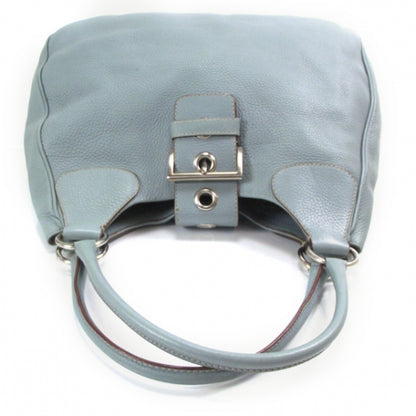 Prada Vitello Daino Large Shoulder Bag Blue 6 of 13