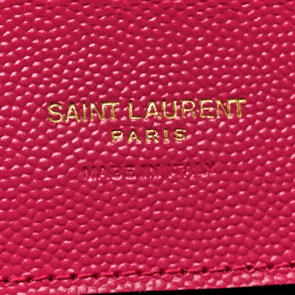 Saint Laurent Grain De Poudre Matelasse Chevron Monogram Envelope Clutch Fuchsia 6 of 9