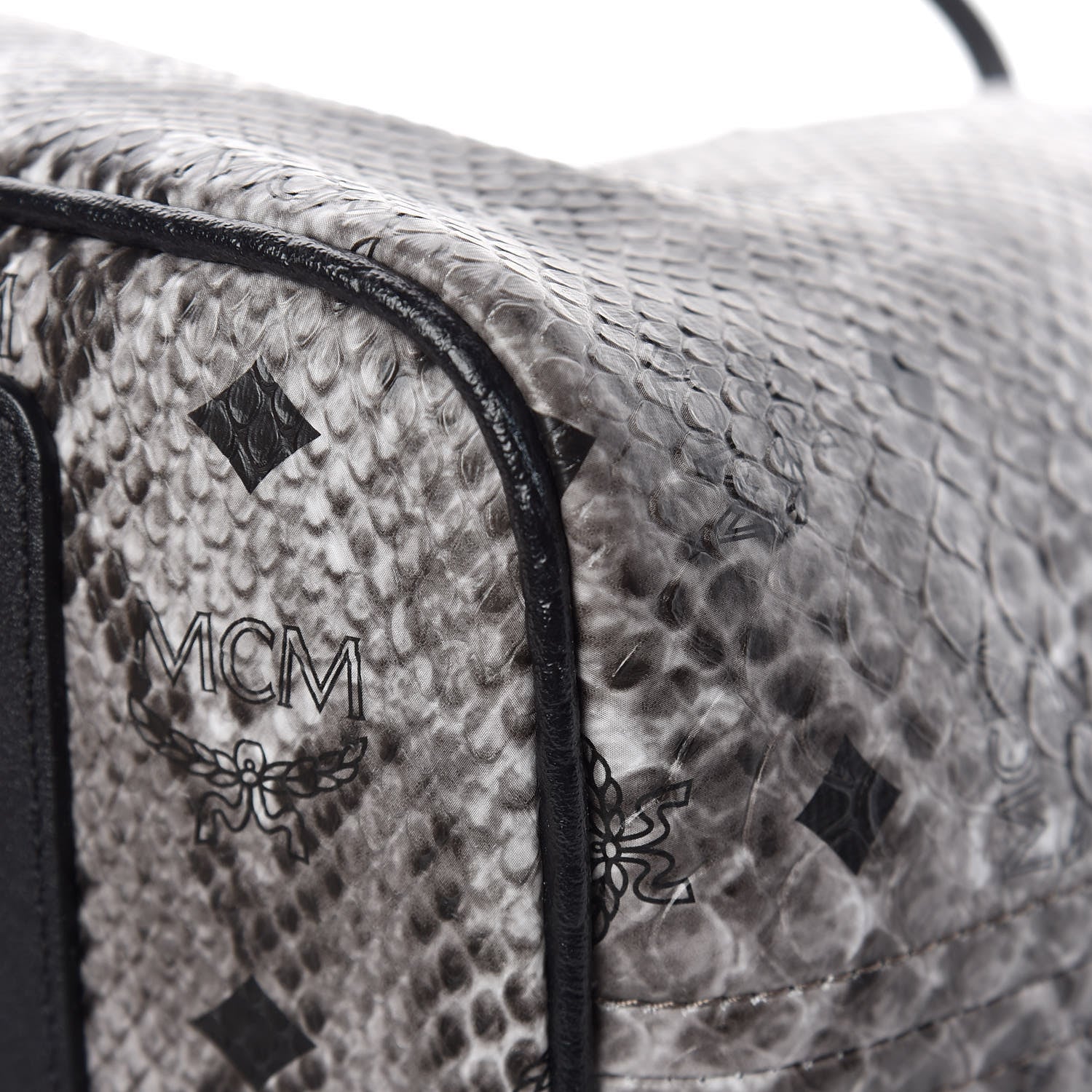 MCM Visetos Snakeskin Embossed Medium Shopper Tote Grey 13 of 16