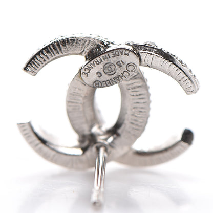 Chanel Crystal CC Moon Earrings Silver 4 of 5