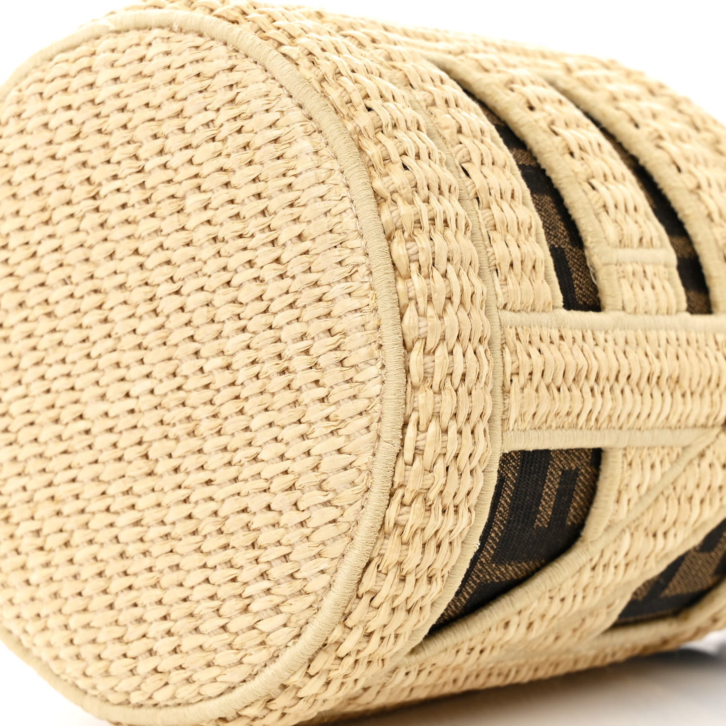 Paglia Chicco Riso Fabric Jacquard FF 1974 Vitello Grace Mini Step Out Bucket Bag Alchemy Tabacco Brandy