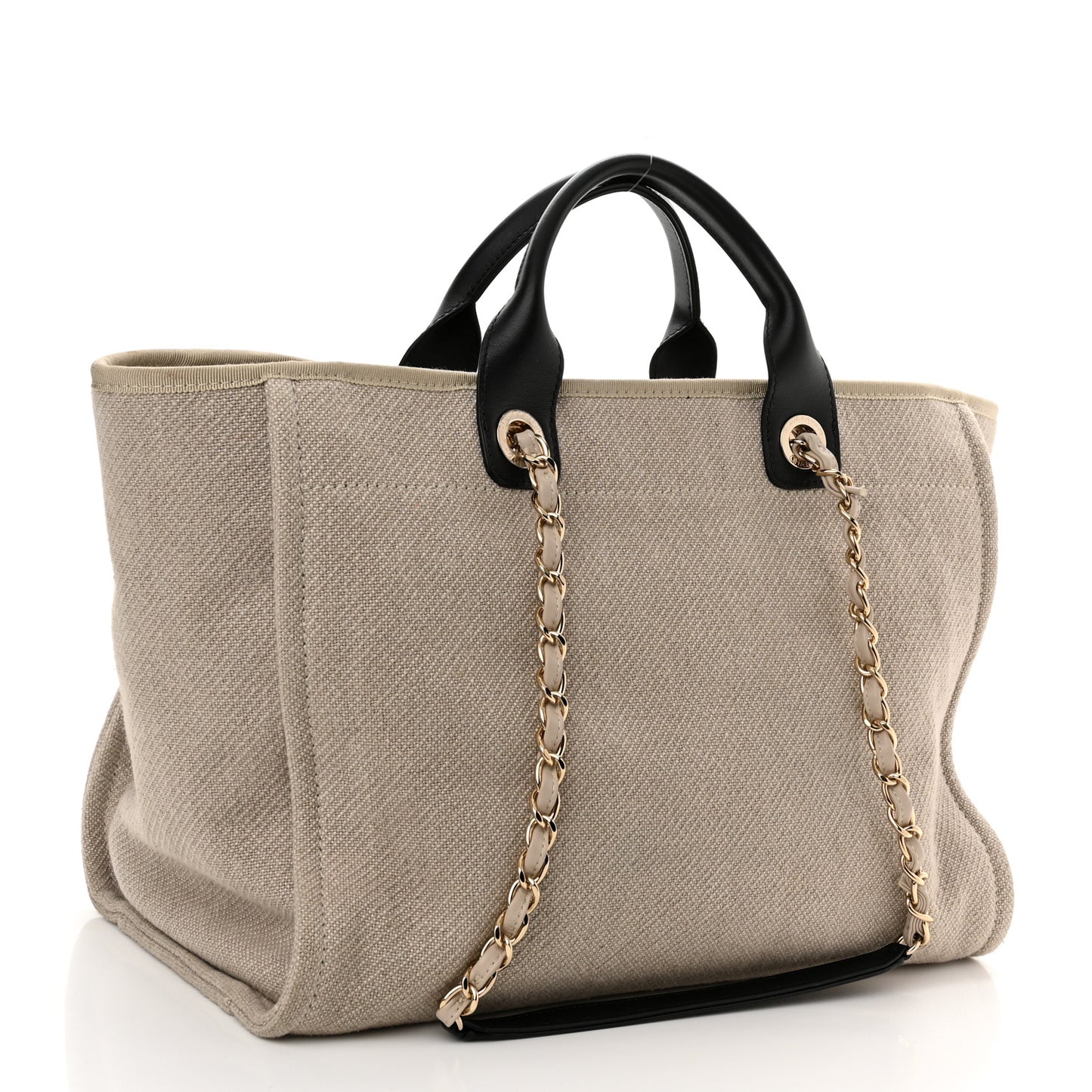Mixed Fibers Medium Deauville Tote Beige Black