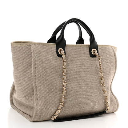 Chanel Mixed Fibers Medium Deauville Tote Beige Black 4 of 11