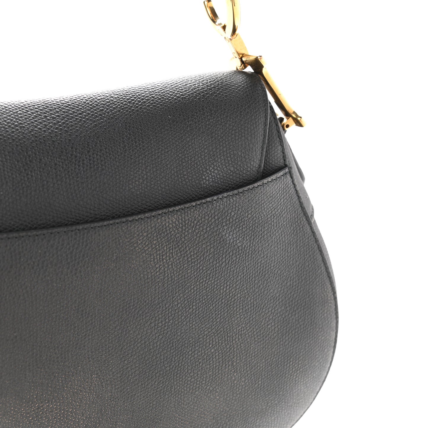 Grained Calfskin Saddle Bag Black
