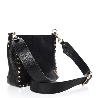 Valentino Garavani Pebbled Calfskin Mini Rockstud Flip-Lock Messenger Bag Black 3 of 8