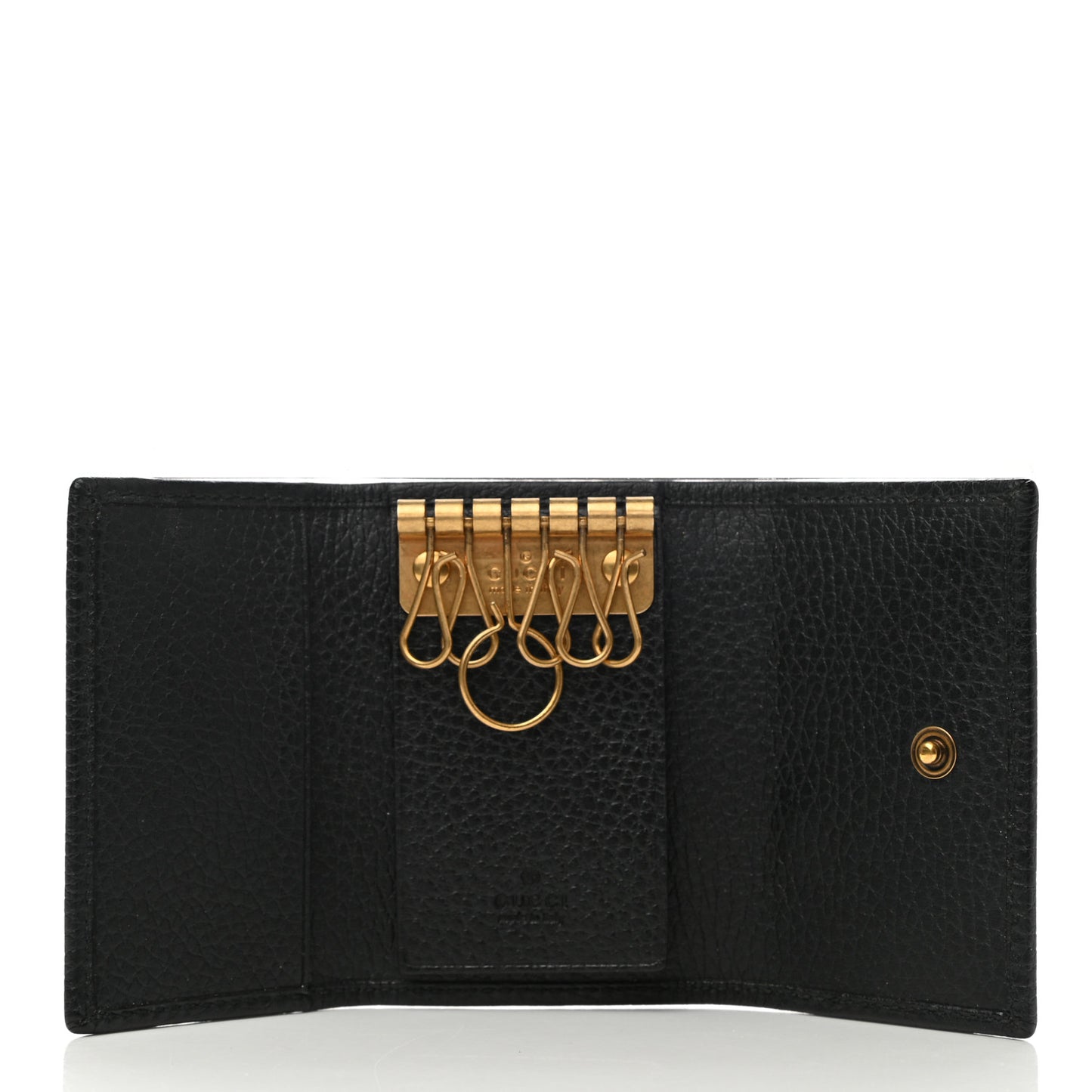 Pebbled Calfskin Butterfly 6 Key Holder Case Black