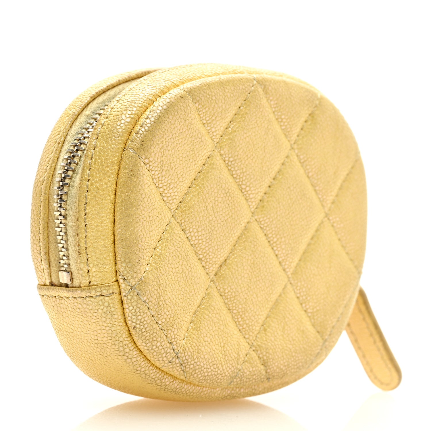 Chanel Iridescent Caviar Quilted Zip Around Classic Coin Purse Yellow 3 of 9