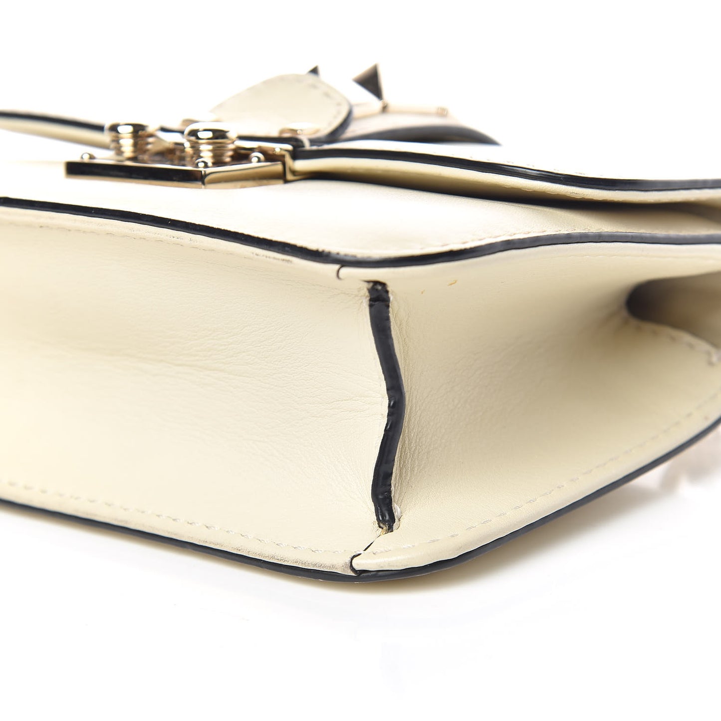 Vitello Mini Glam Lock Rockstud Flap White