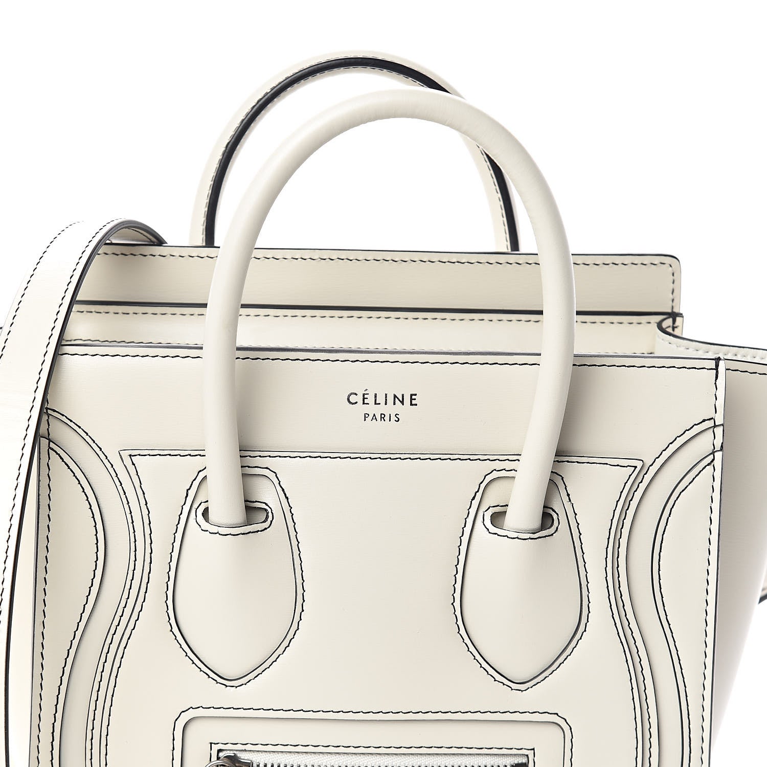 Celine Satin Calfskin Nano Debossed Luggage White 7 of 9