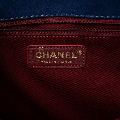 Chanel Glazed Calfskin Quilted Large Front Pocket Tote Blue 6 of 17