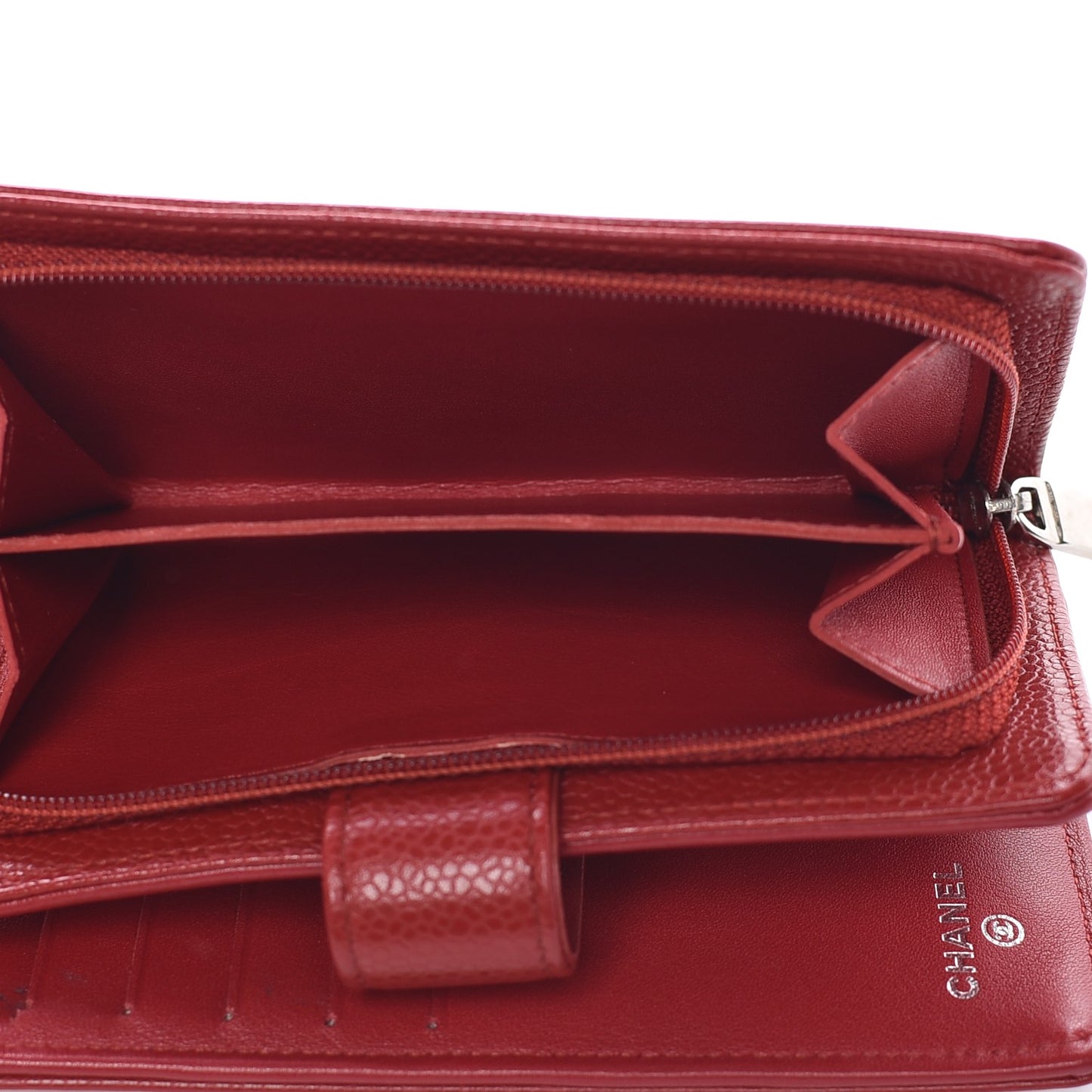 Caviar Timeless CC Zipped Pocket Wallet Red