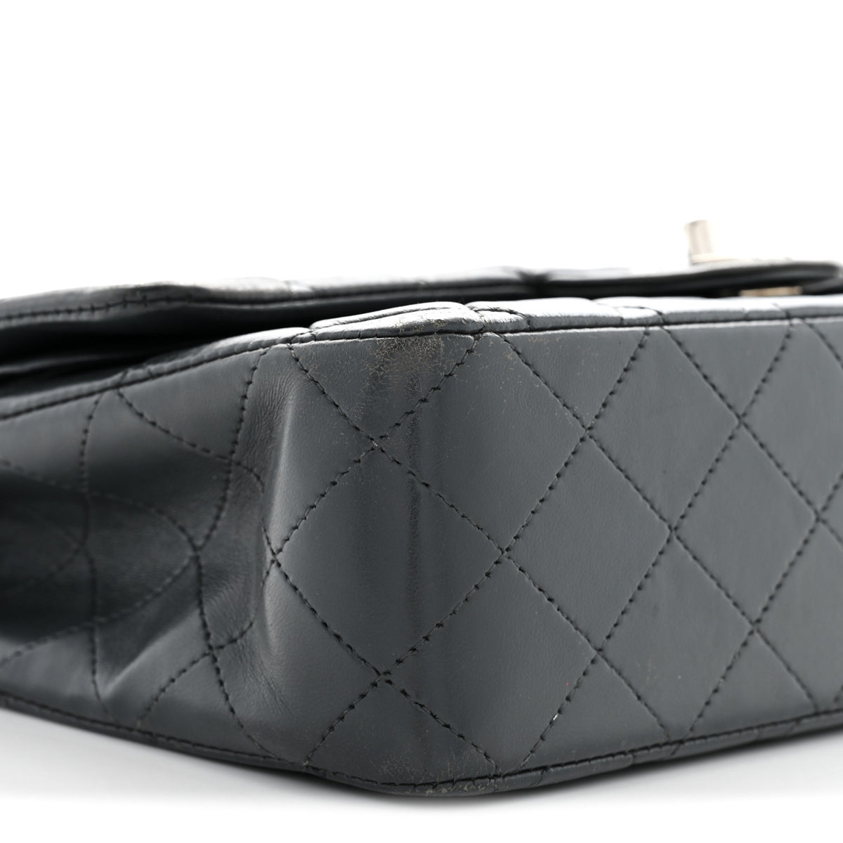 Lambskin Quilted Medium Double Flap Grey