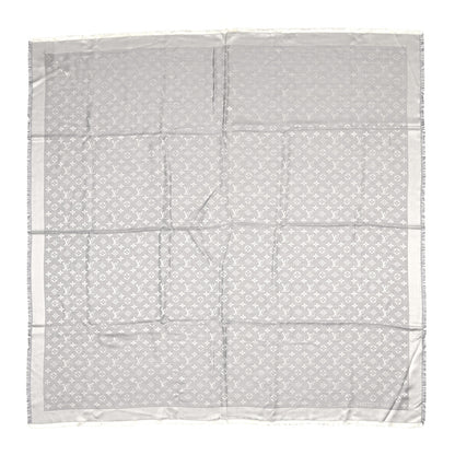 Louis Vuitton Wool Silk Monogram Denim Shawl Pearl Grey 1 of 5