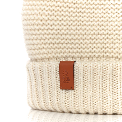 Hermes Cashmere Knit Boston Beanie Hat S Blanc Casse 6 of 7