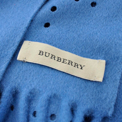 Burberry Cashmere Wool Perforated Scarf Atlantic Blue 5 of 5