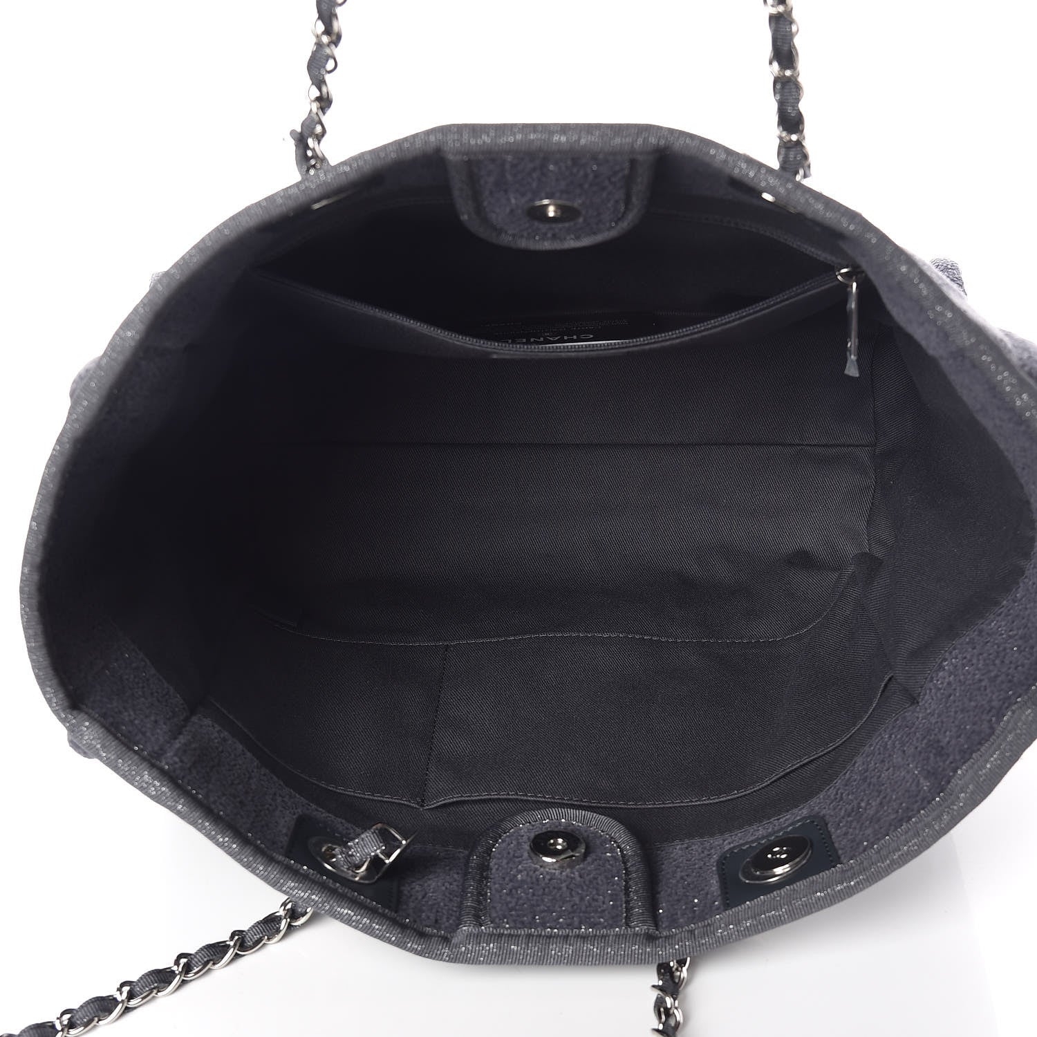 Chanel Lurex Boucle Small Deauville Tote Grey 5 of 11