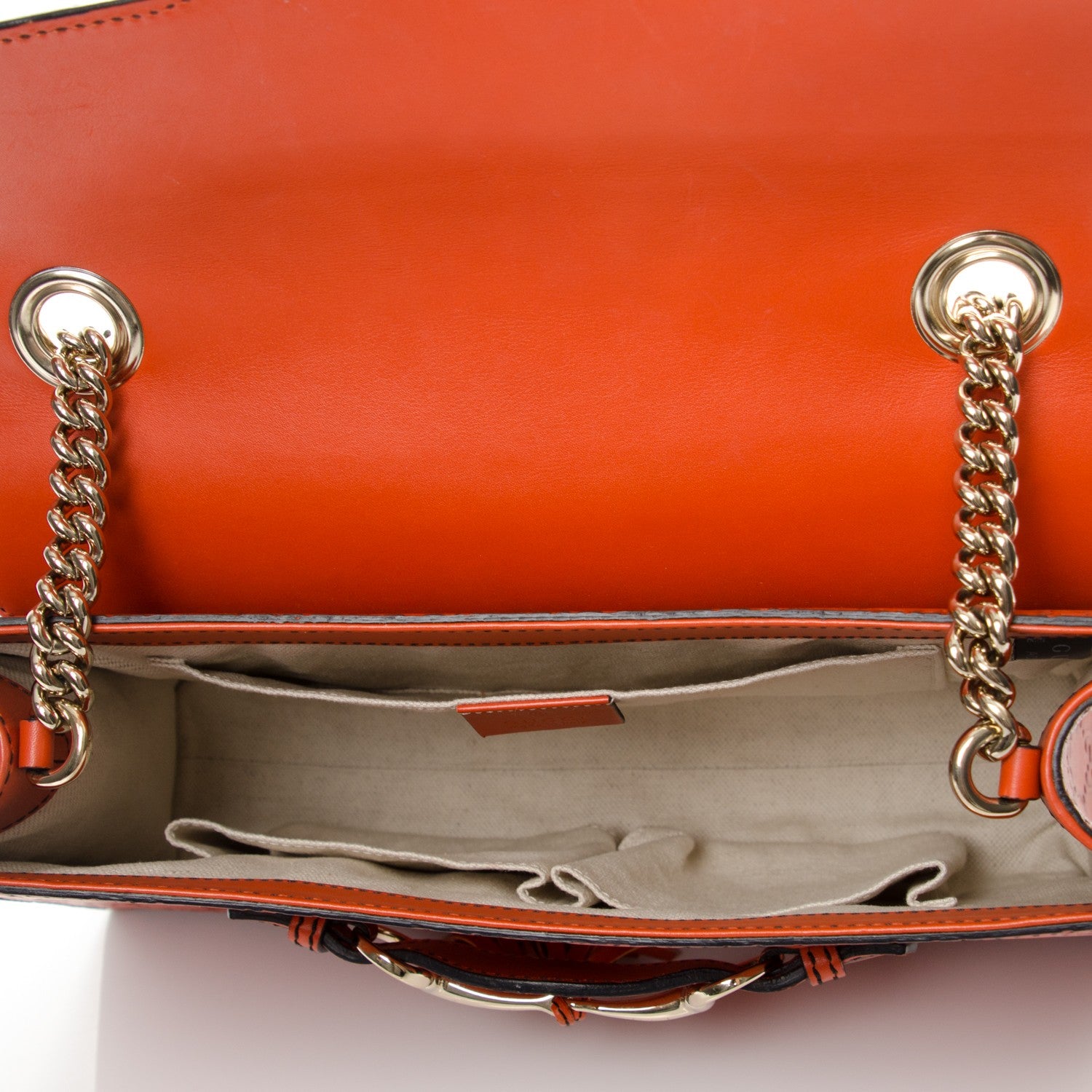 Gucci Guccissima Medium Emily Chain Shoulder Bag Sun Orange 5 of 7