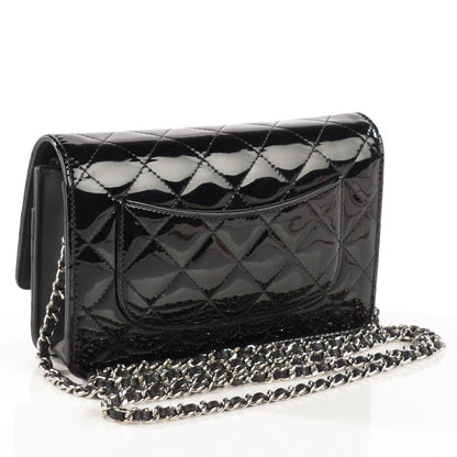 Chanel Patent Quilted Wallet On Chain WOC Black 3 of 9