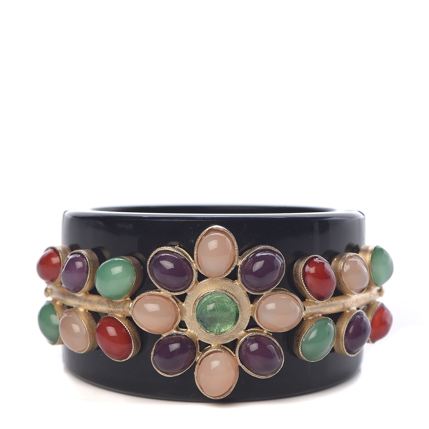 Chanel Resin Enamel Cuff Black Multicolor 1 of 5