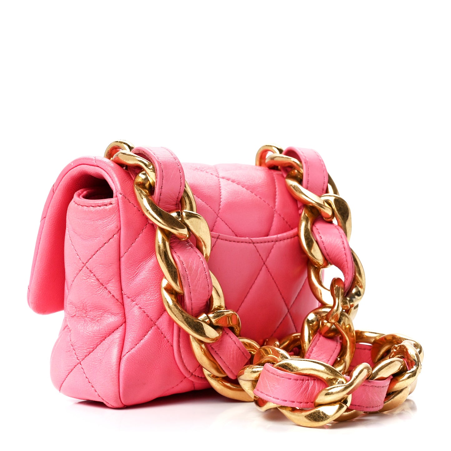 Lambskin Quilted Mini Funky Town Flap Pink