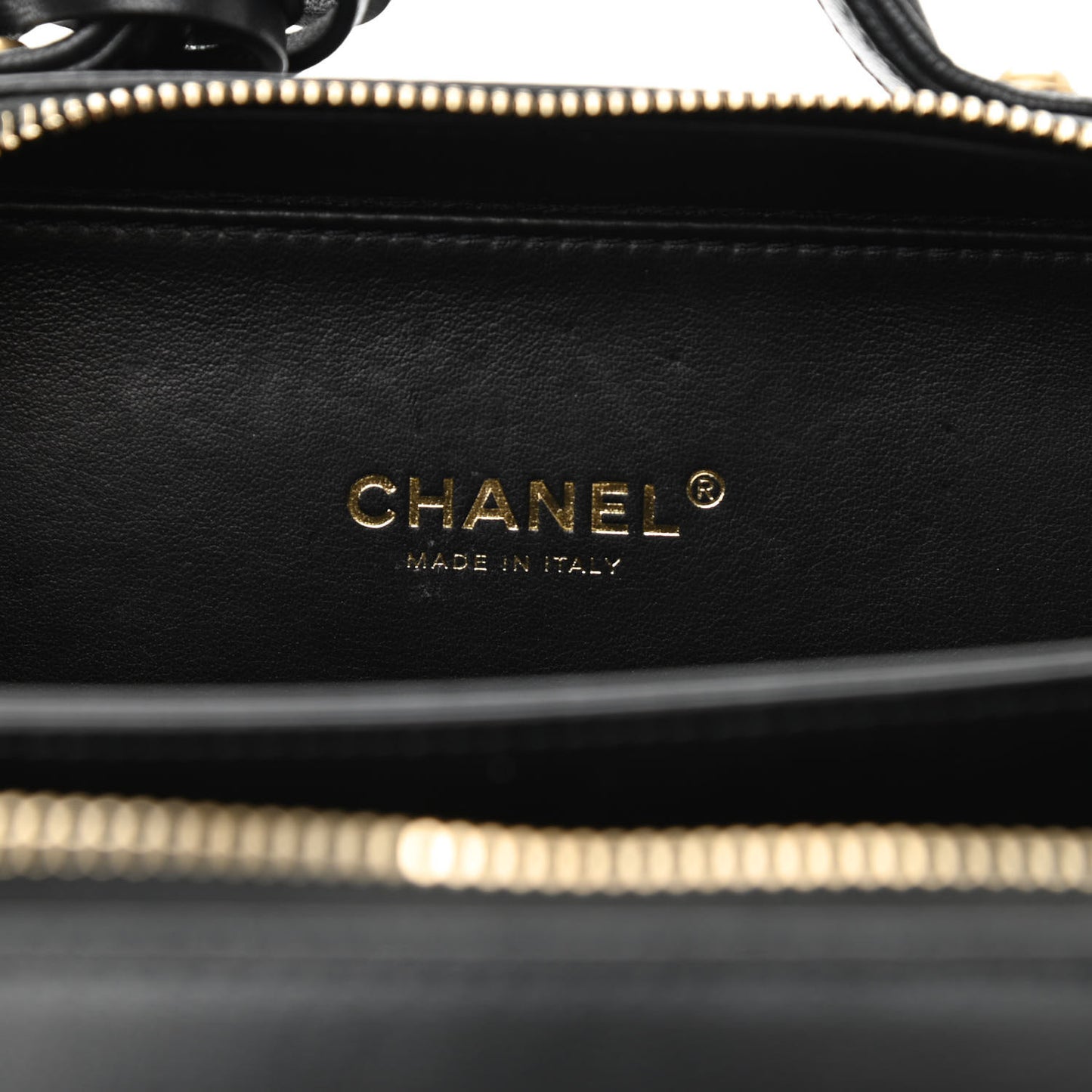 Goatskin Quilted Small CC Filigree Vanity Case Black