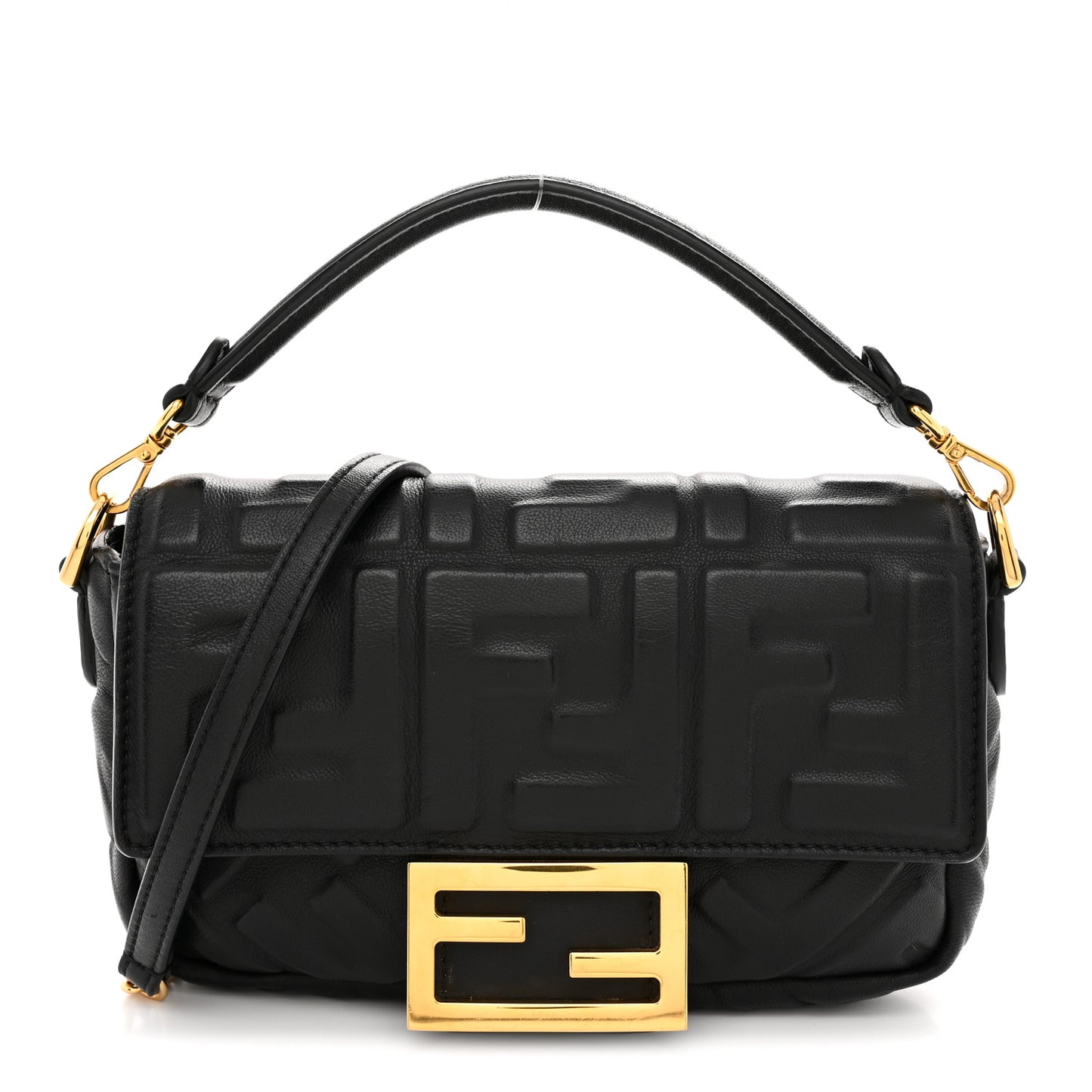 Nappa FF 1974 Embossed Mini Baguette Black