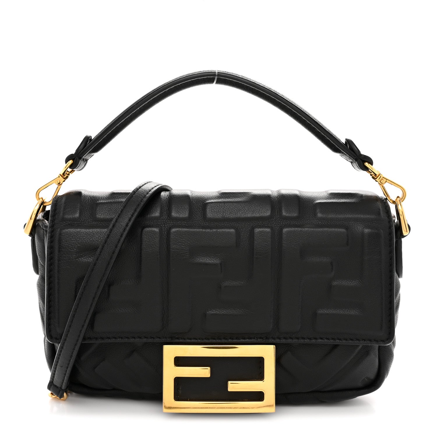 Fendi Nappa FF 1974 Embossed Mini Baguette Black 1 of 12