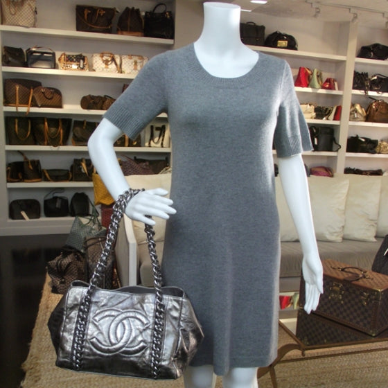 Leather Modern Chain Tote Metallic