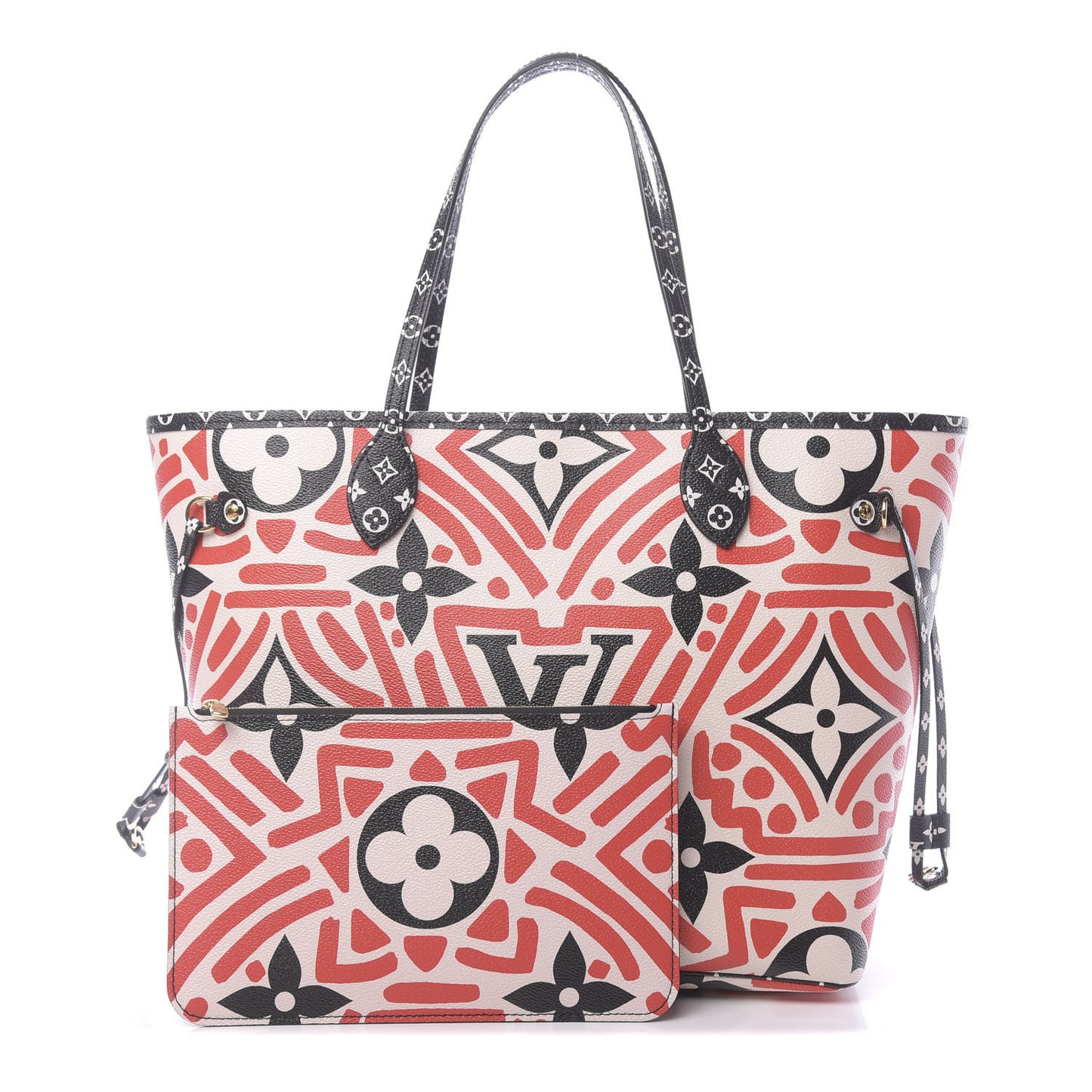Monogram Giant Crafty Neverfull MM Creme Rouge Black
