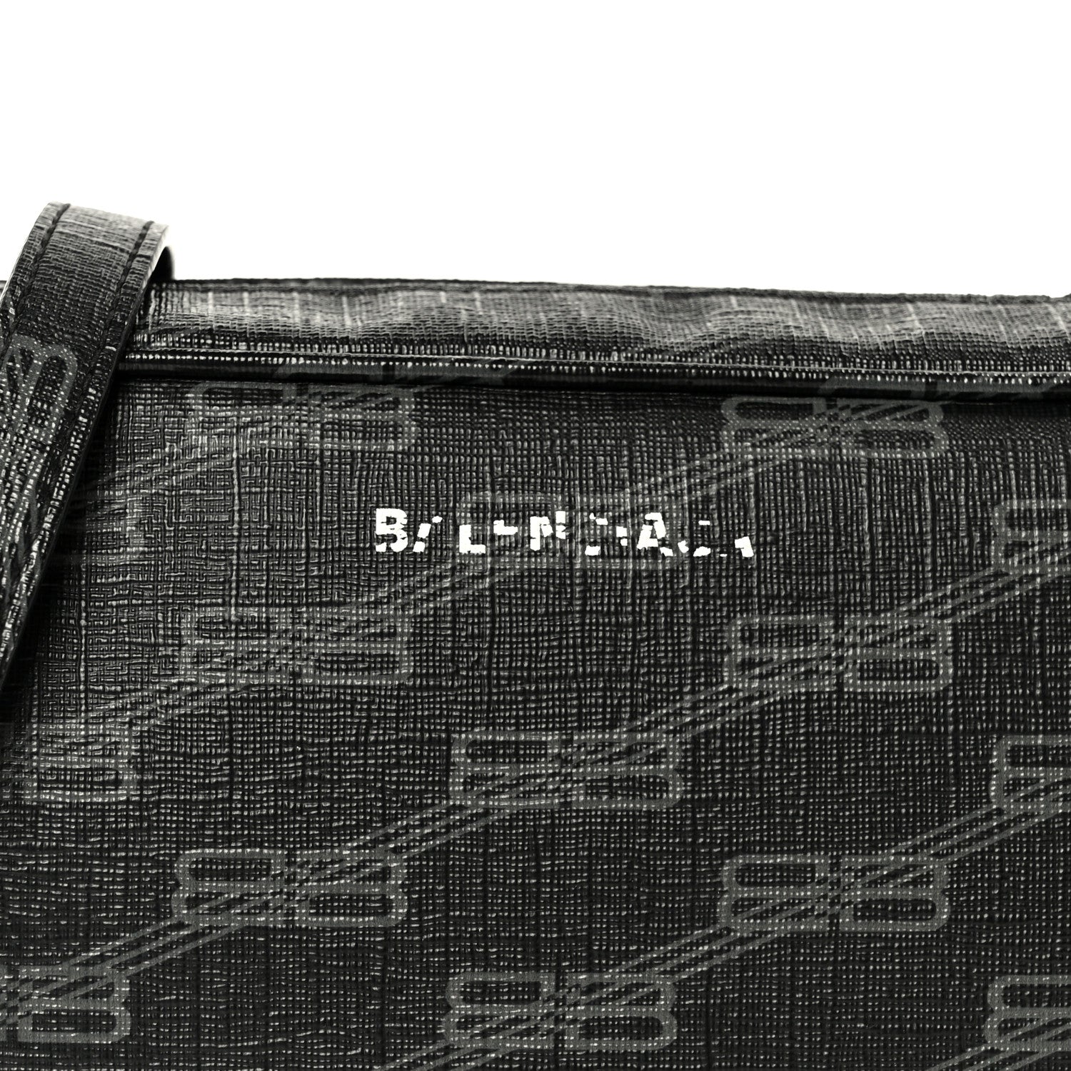 Balenciaga Coated Canvas BB Monogram Medium Signature Camera Bag Black Grey 8 of 13