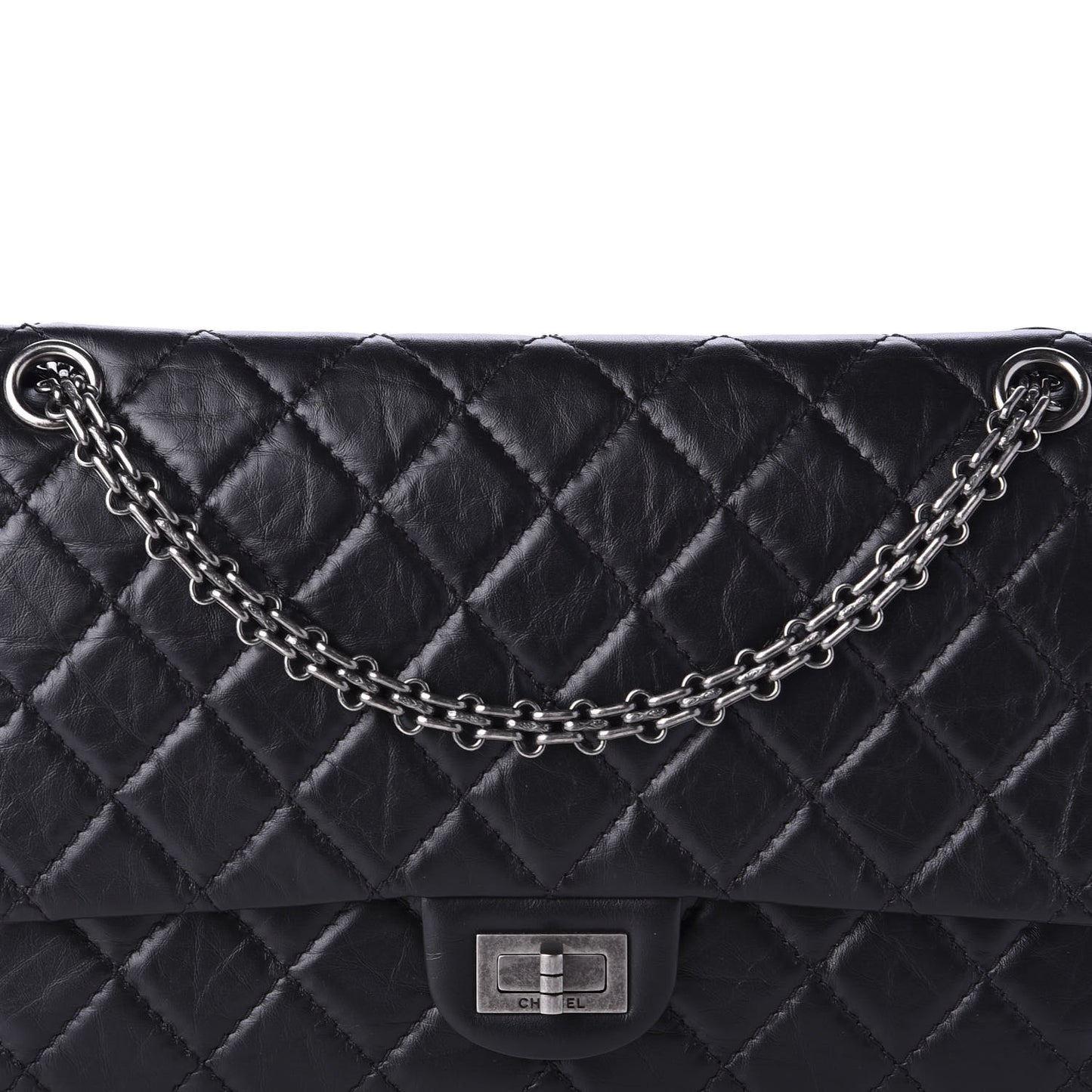 Aged Calfskin Quilted 2.55 Reissue 226 Flap Black