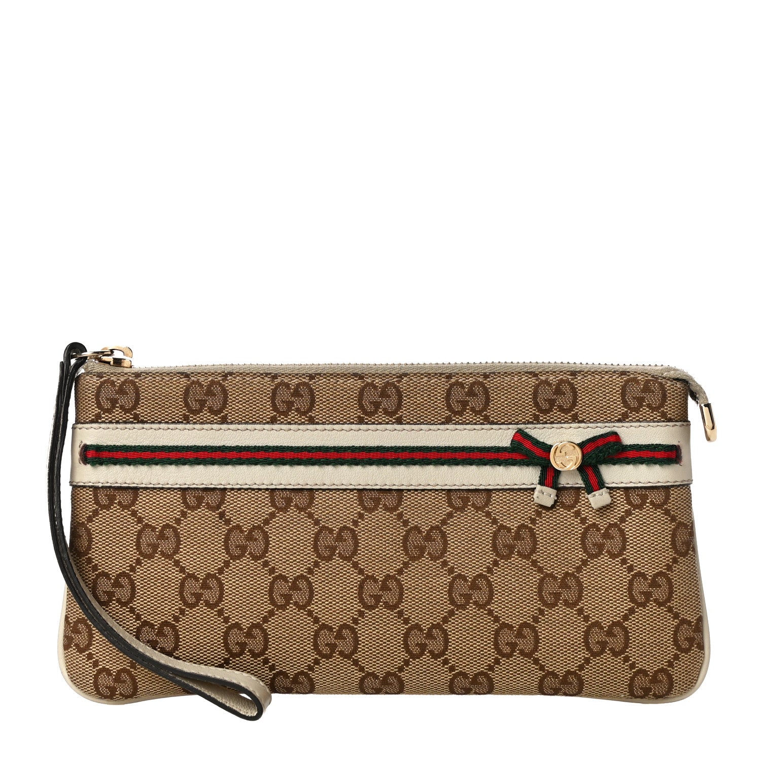 Gucci Monogram Mayfair Wristlet Off White 1 of 15