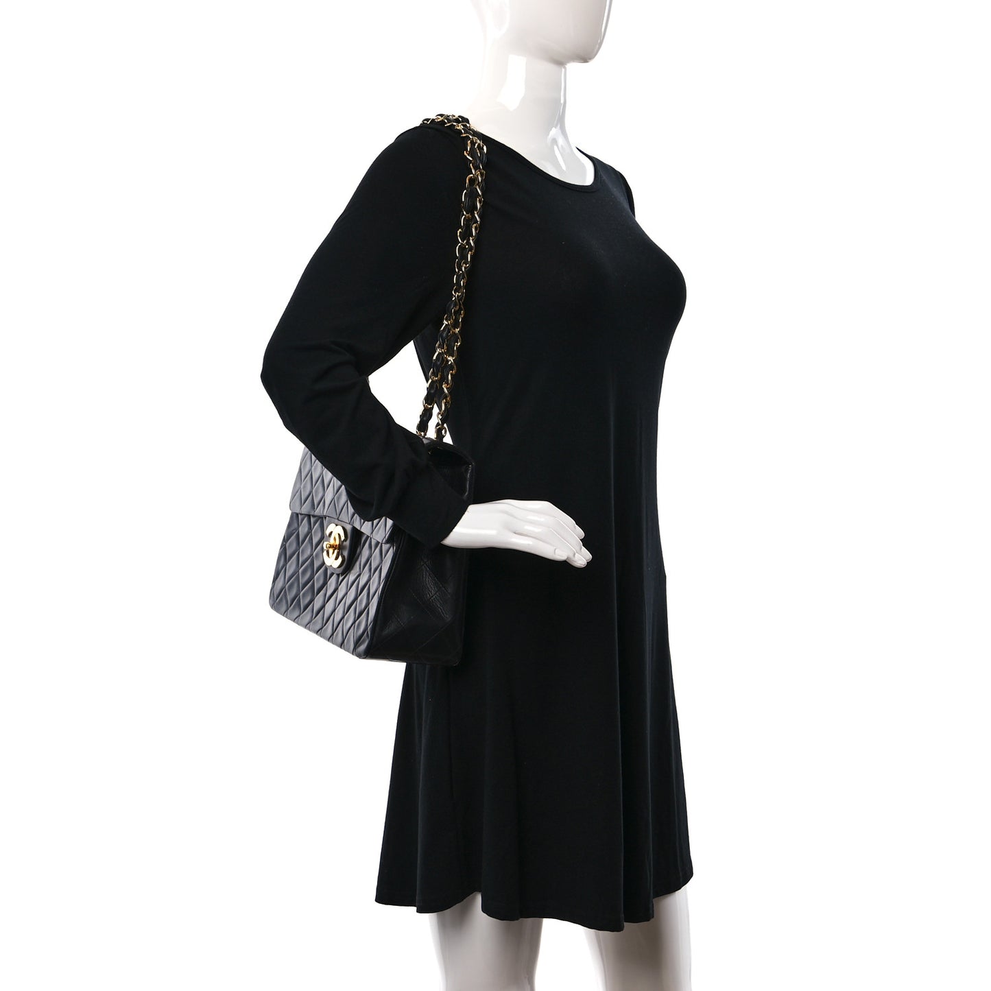 Lambskin Quilted XL Jumbo Single Flap Black