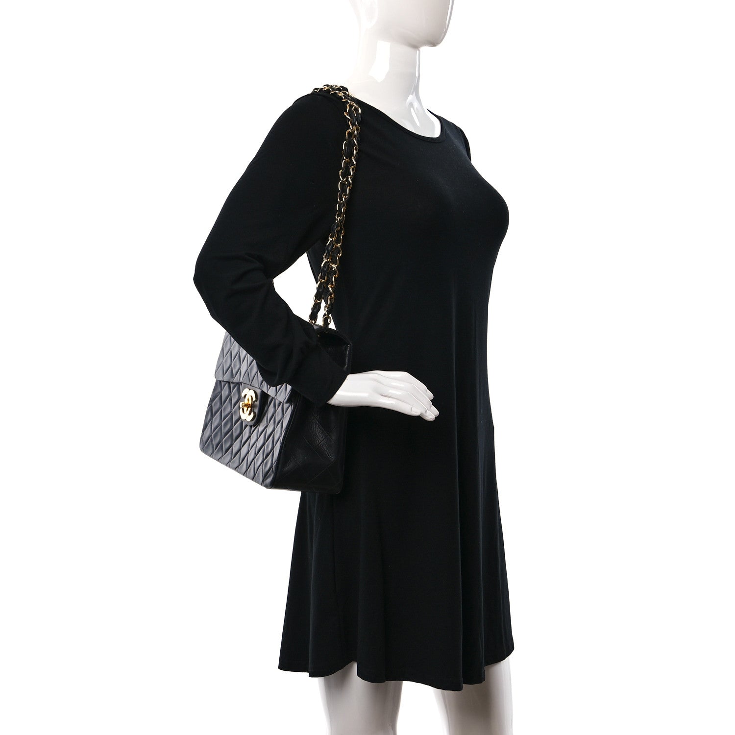 Chanel Lambskin Quilted XL Jumbo Single Flap Black 2 of 9