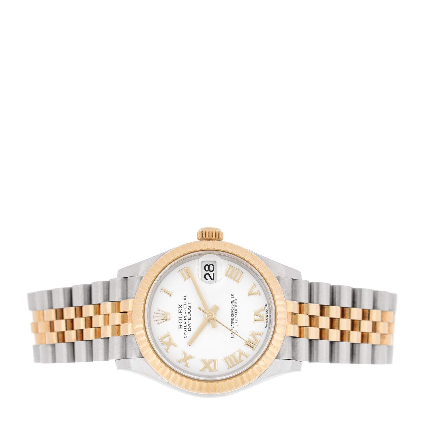 Stainless Steel 18K Yellow Gold 31mm Oyster Perpetual Datejust Watch White Roman 278273