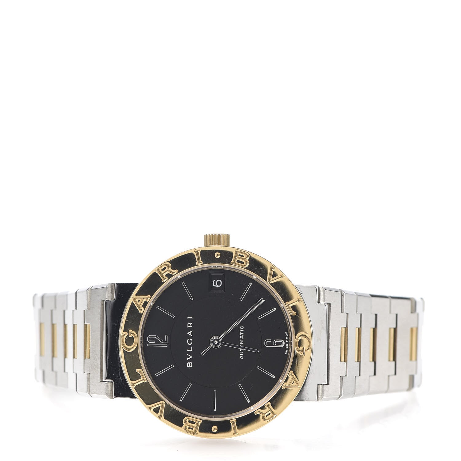 Bulgari Stainless Steel 18K Yellow Gold 33mm Quartz Watch Black 3 of 7