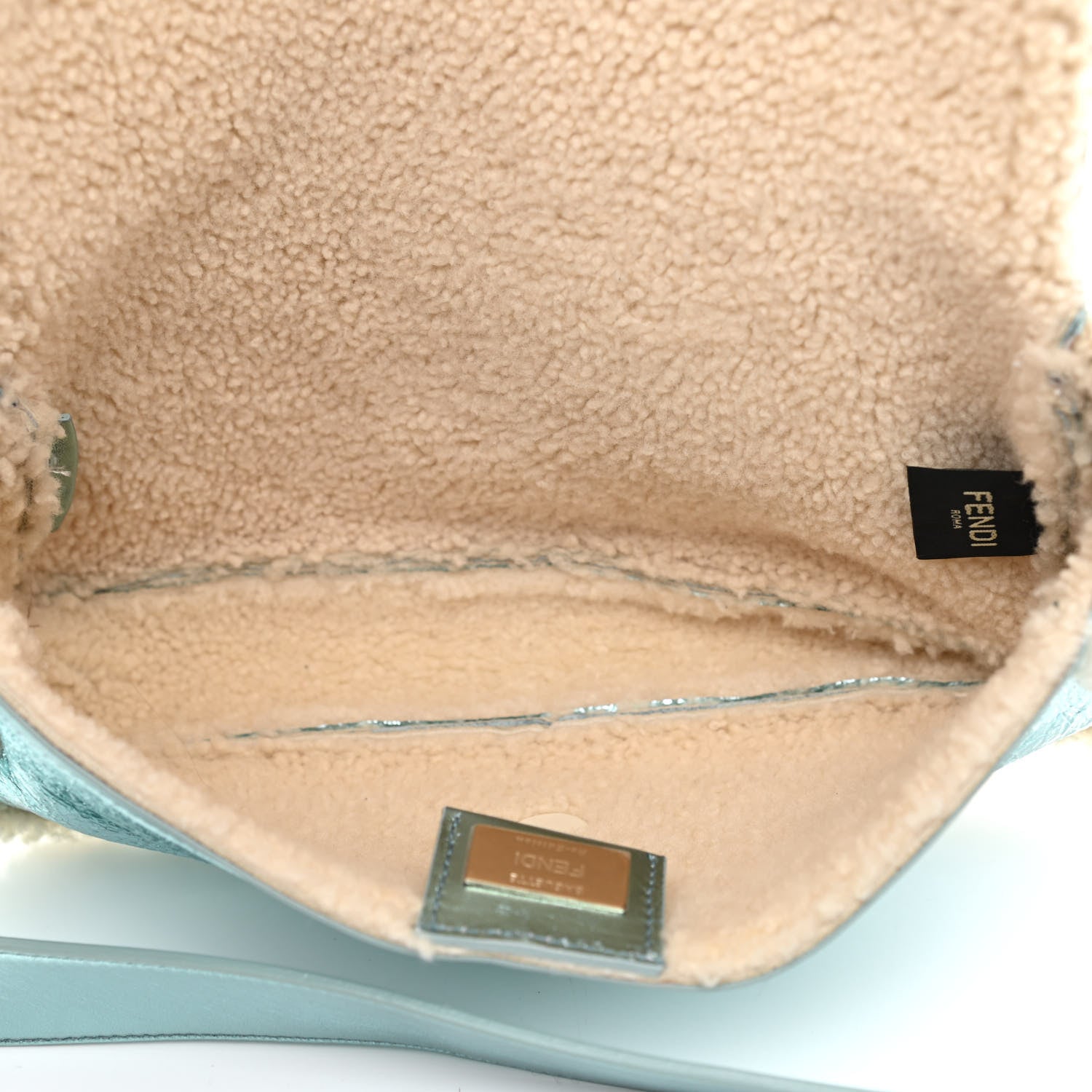 Fendi Metallic Lambskin Sheepskin Fur Re-Edition 2005-2006 Baguette Light Blue 5 of 9