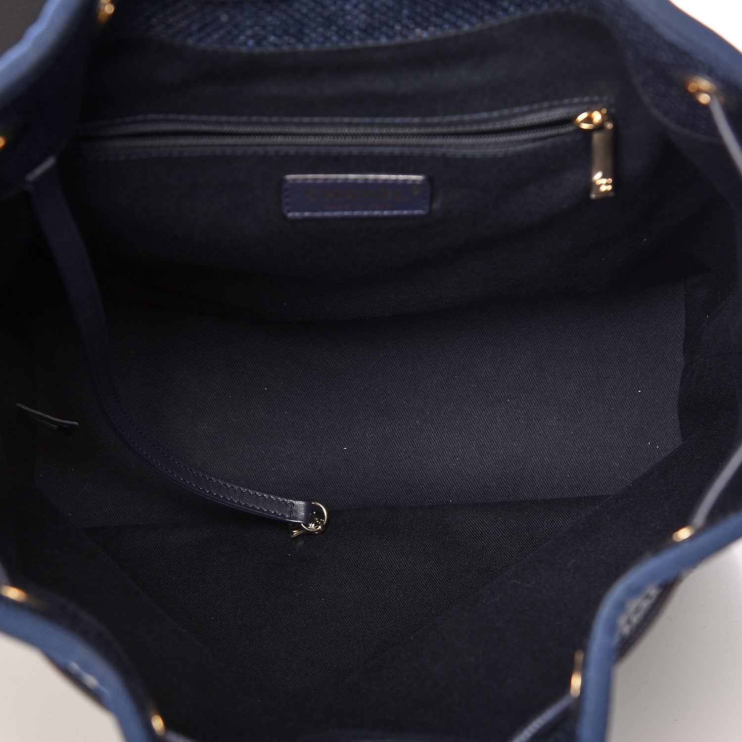 Chanel Woven Straw Medium Deauville Backpack Blue 5 of 14