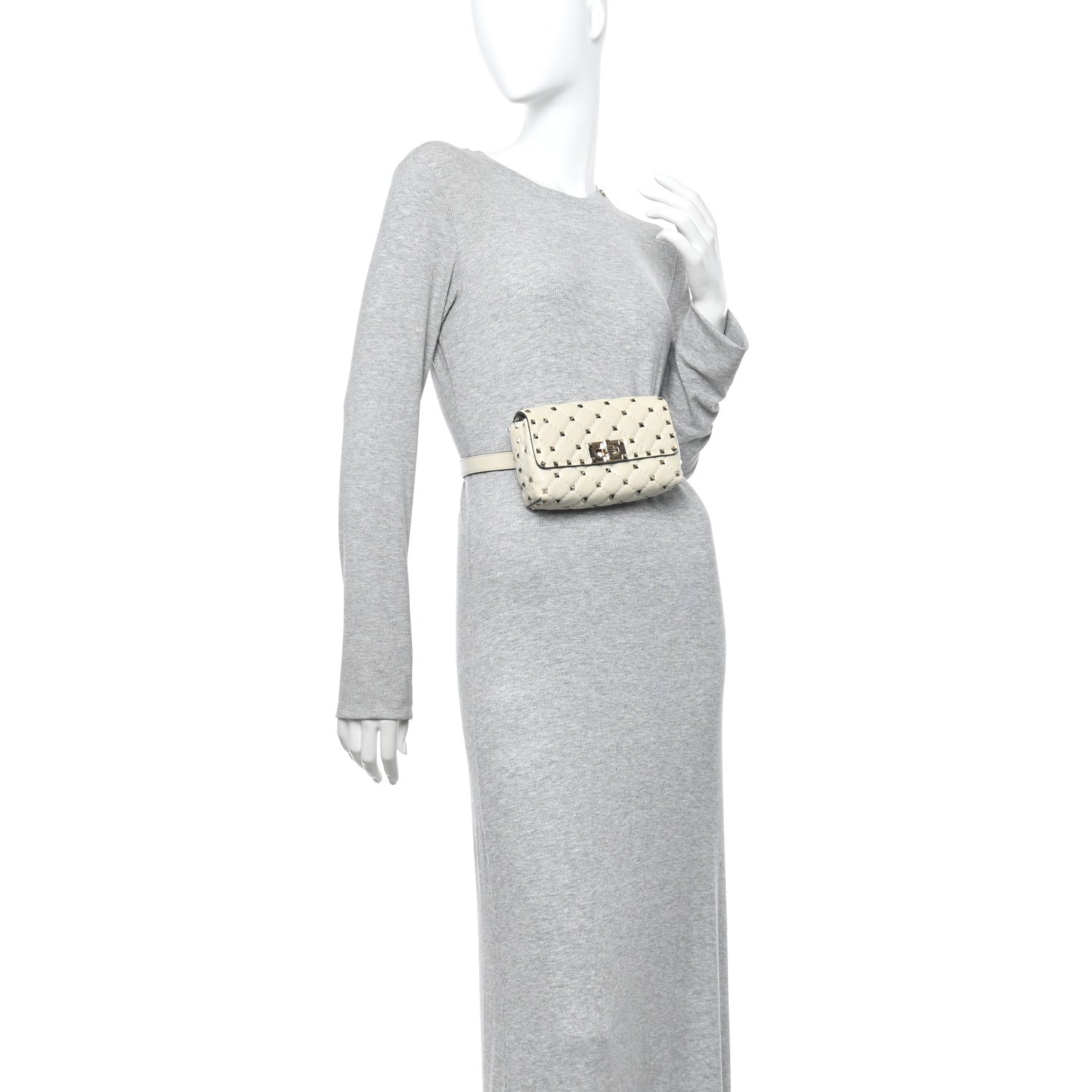 Valentino Garavani Lambskin Rockstud Spike Belt Bag 85 Ivory 2 of 14